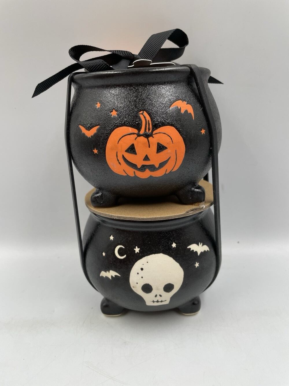 Rae Dunn Halloween Stacked Cauldrons Set Boo! Eek! NWT